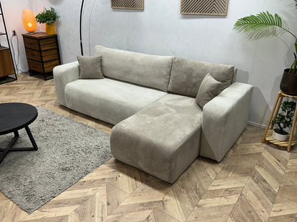 !Showroommodel! Witte/Bruine Ribstof Hoekzetel