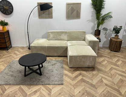 !Showroommodel! Witte/Crème Ribstof Design Hoekzetel