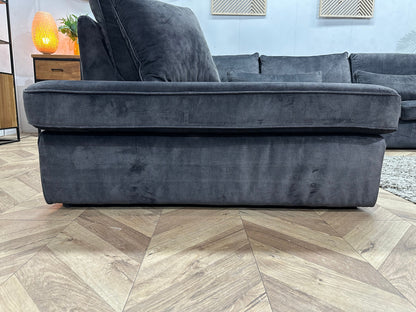 Antraciet Velvet Hoekzetel ~ Losse Kussens Met Afneembare Hoezen