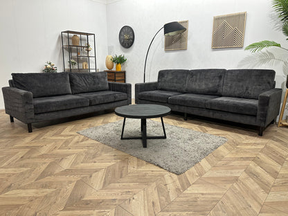 Antraciet Velvet Zetels Set ~ Losse Kussens Met Afneembare Hoezen