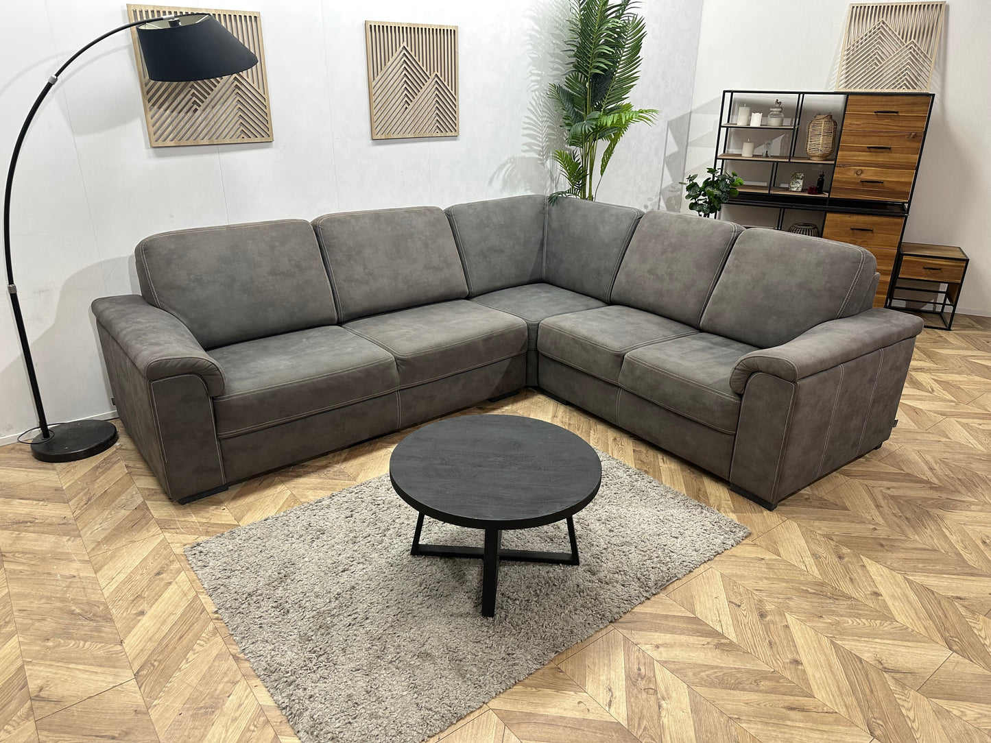 DSense Antraciet Suede Stoffen Hoekzetel ~ Vaste Kussens