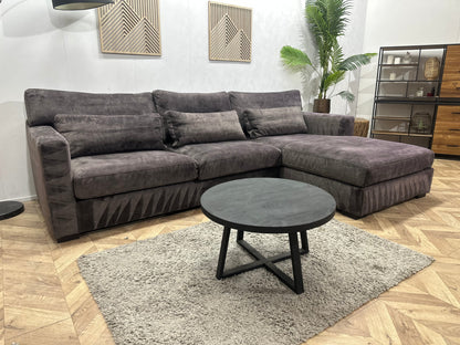 Antraciet Velvet Hoekzetel ~ Losse Kussens Met Afneembare Hoezen