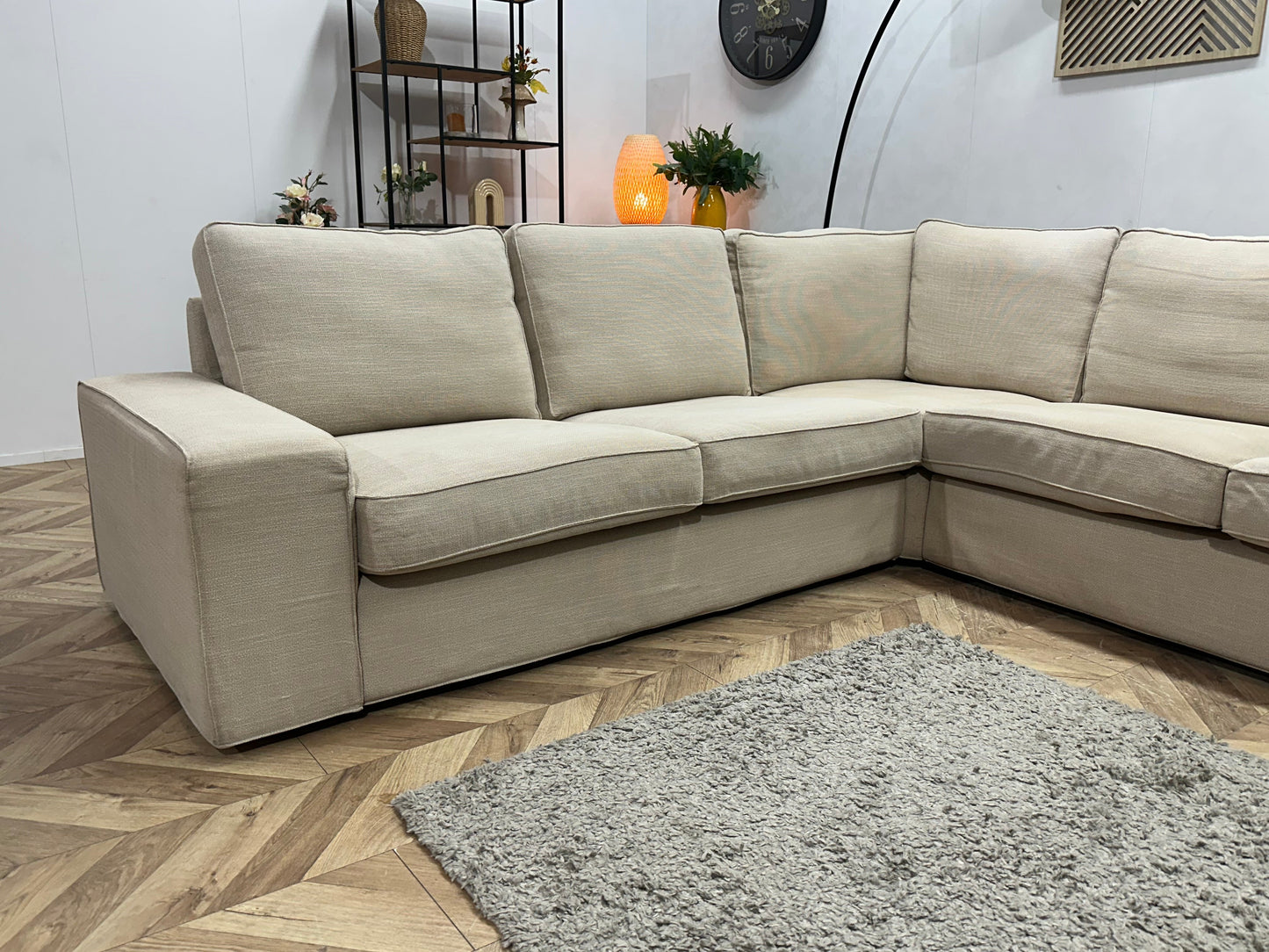Beige Hoekzetel ~ Losse Kussens Met Afneembare Hoezen