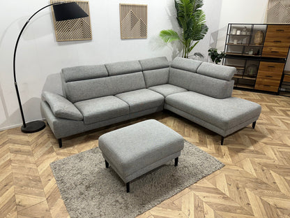 Montèl Grijze Hoekzetel Inc Hocker ~ Verstelbare Arm/Hoofdsteunen
