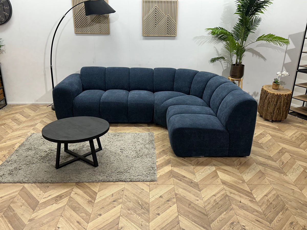 !Showroommodel Blauwe Chenille Stoffen Hoekzetel