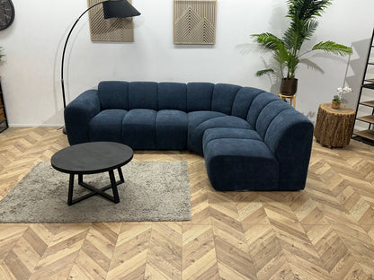 !Showroommodel Blauwe Chenille Stoffen Hoekzetel
