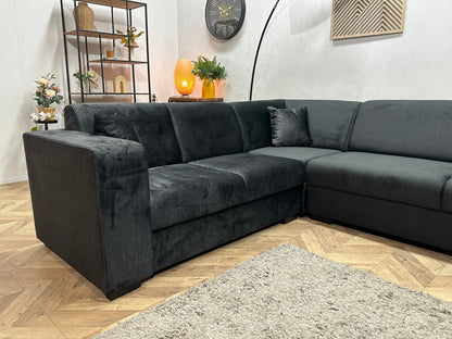 !Showroommodel! Zwarte Velvet Hoekzetel