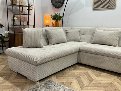!Showroommodel! Crème Ribstof U Zetel ~ Slaapfunctie