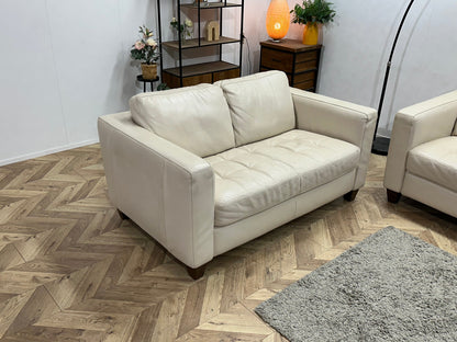 Natuzzi Crème Echt Lederen Zetels Set ~ Losse Rugkussens