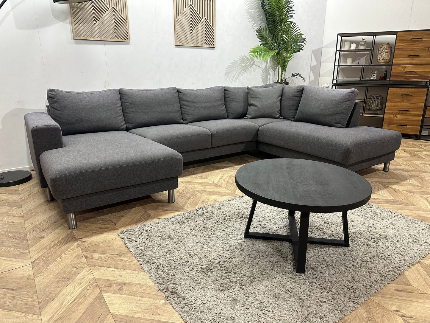 Antraciet U Zetel ~ Losse Rugkussens Met Afneembare Hoezen