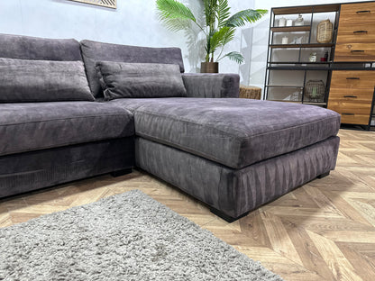 Antraciet Velvet Hoekzetel ~ Losse Kussens Met Afneembare Hoezen