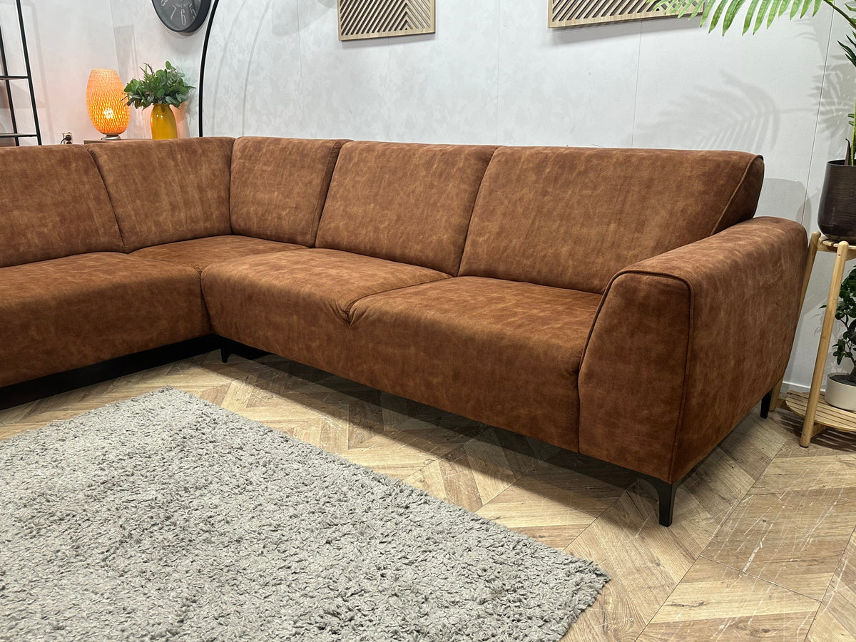 Cognac Bruine Velvet Hoekzetel ~ Vaste Kussens