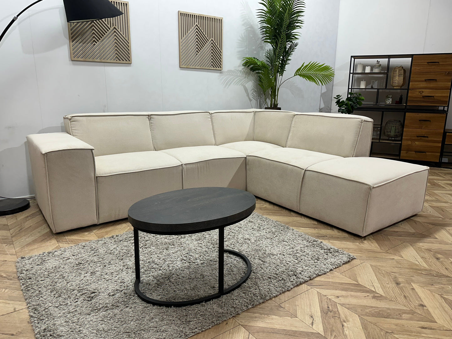 !Showroommodel! Crème Suède Stoffen Hoekzetel
