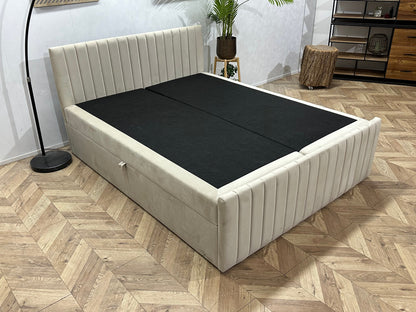 !Showroommodel! Beige Velvet Boxspring Inc Topper
