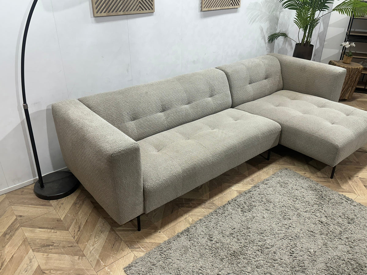 BySidde Beige/Grijze Bouclé Stoffen Hoekzetel ~