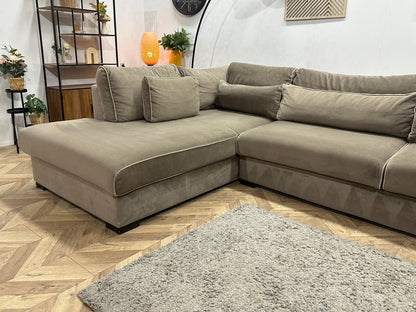 Bruine Velvet Hoekzetel ~ Losse Kussens Met Afneembare Hoezen