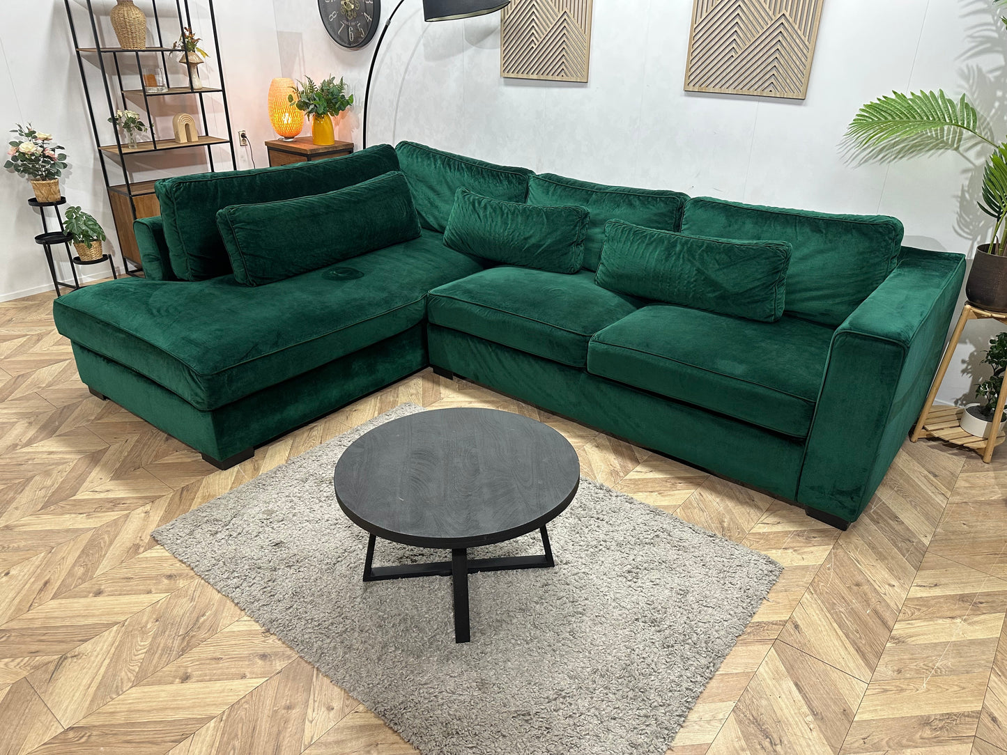 Groene Velvet Hoekzetel ~ Losse Kussens Met Afneembare Hoezen