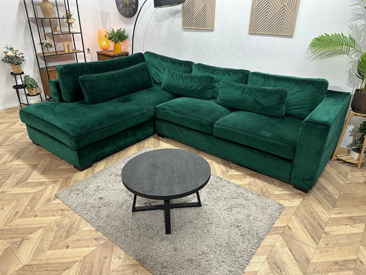 Groene Velvet Hoekzetel ~ Losse Kussens Met Afneembare Hoezen