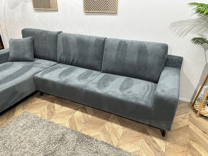 !Showroommodel! Blauwe Ribstof Hoekzetel ~ Losse Rugkussens