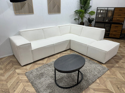 !Showroommodel! Witte Ribstof Hoekzetel ~ Vaste kussens