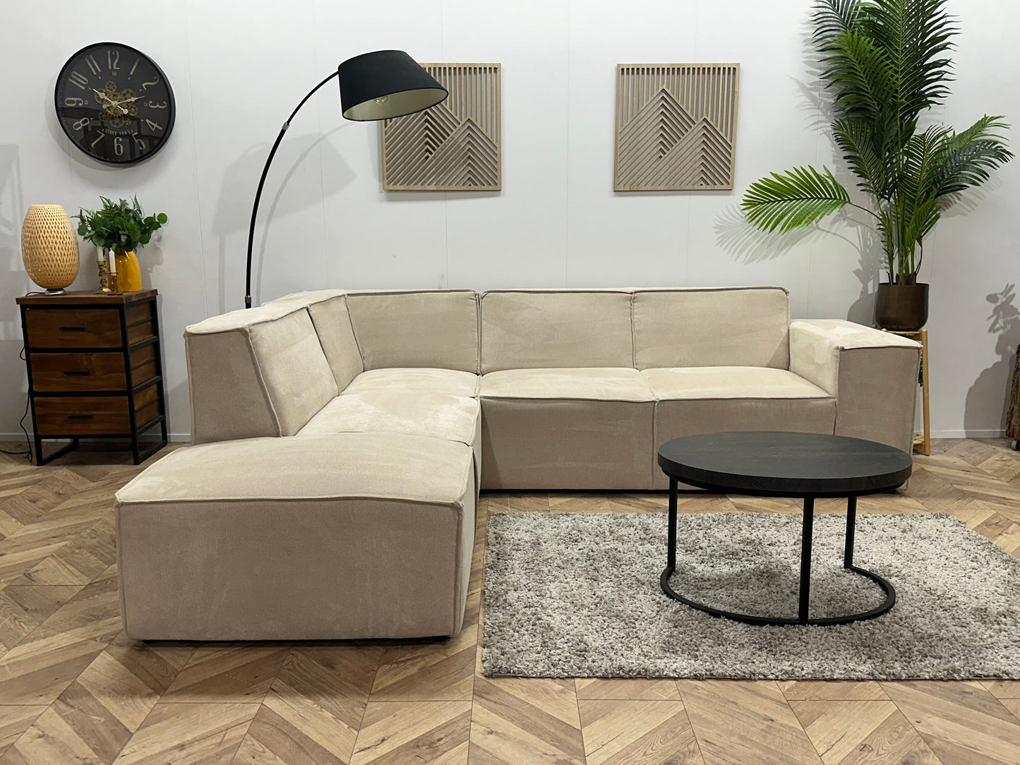 !Showroommodel! Crème Suède Stoffen Hoekzetel