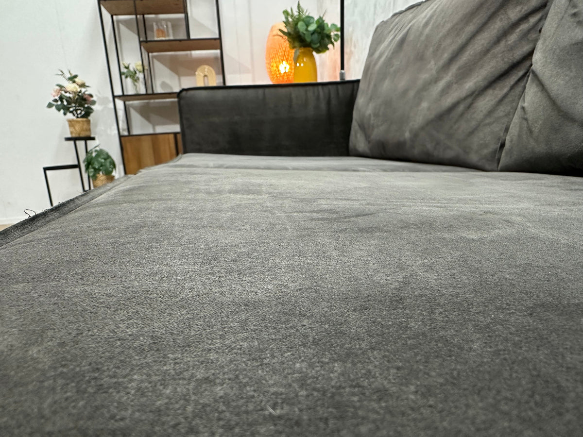 Be Pure Antraciet Suède Stoffen 3-Zits Zetel Inc Hocker ~ Losse Kussens Met Afneembare Hoezen