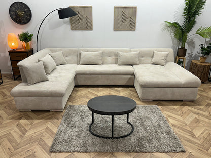 !Showroommodel! Crème Ribstof U Zetel ~ Slaapfunctie