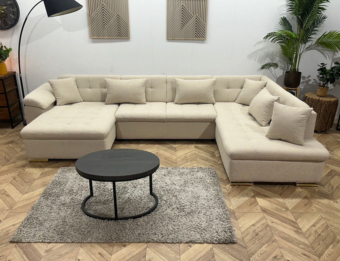 !Showroommodel! Witte/Crème Bouclé Stoffen Hoekzetel
