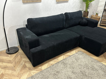 !Showroommodel! Zwarte Ribstof Hoekzetel