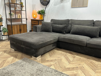 Antraciet Velvet U Zetel ~ Losse Kussens Met Afneembare Hoezen