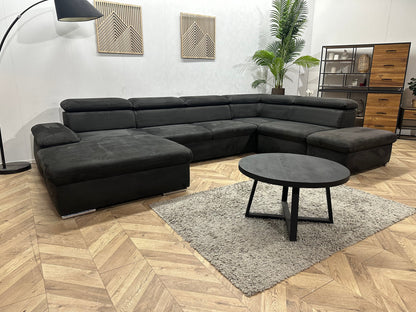 Zwarte Velvet U Zetel ~ Verstelbare Arm/Hoofdsteunen