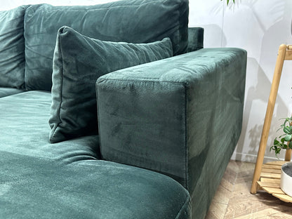 Groene Velvet Hoekzetel ~ Losse Kussens Met Afneembare Hoezen