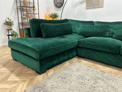 Groene Velvet Hoekzetel ~ Losse Kussens Met Afneembare Hoezen
