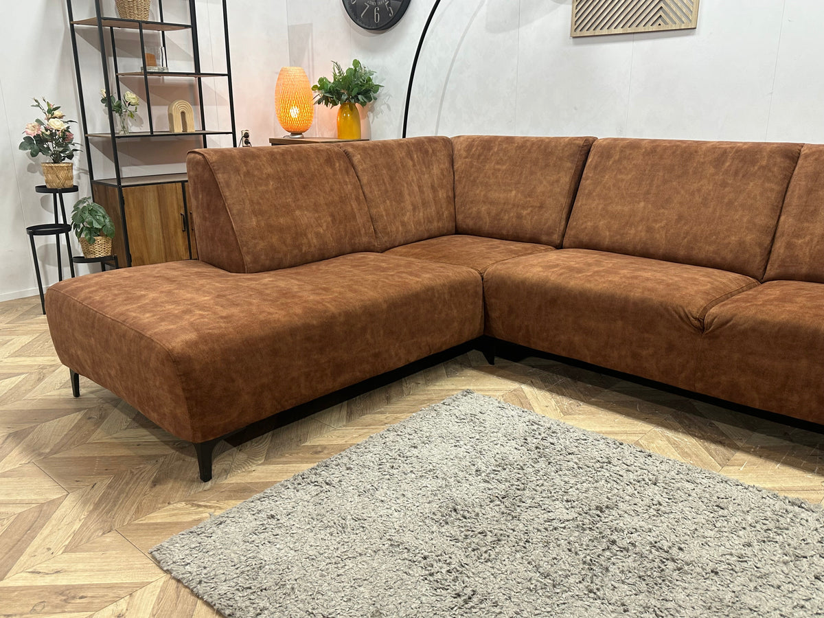 Cognac Bruine Velvet Hoekzetel ~ Vaste Kussens