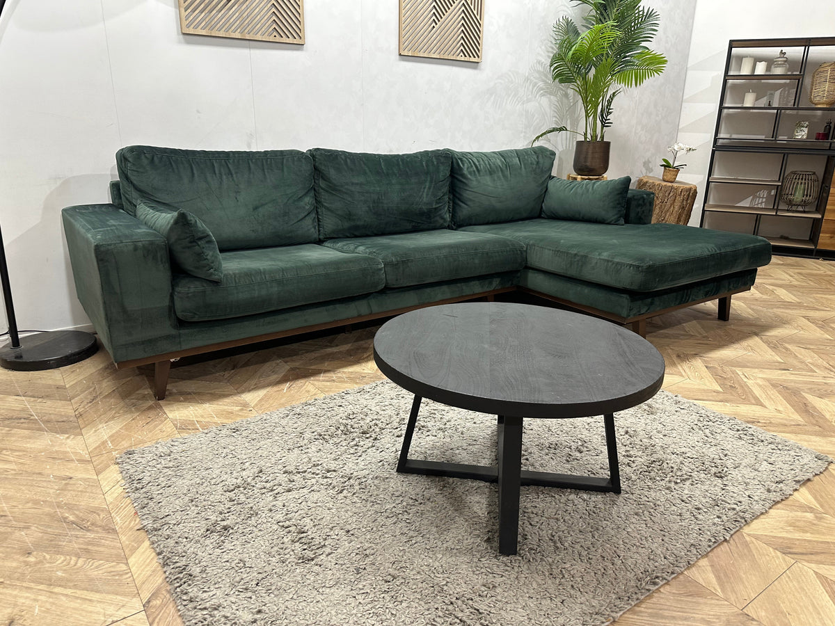 Groene Velvet Hoekzetel ~ Losse Kussens Met Afneembare Hoezen