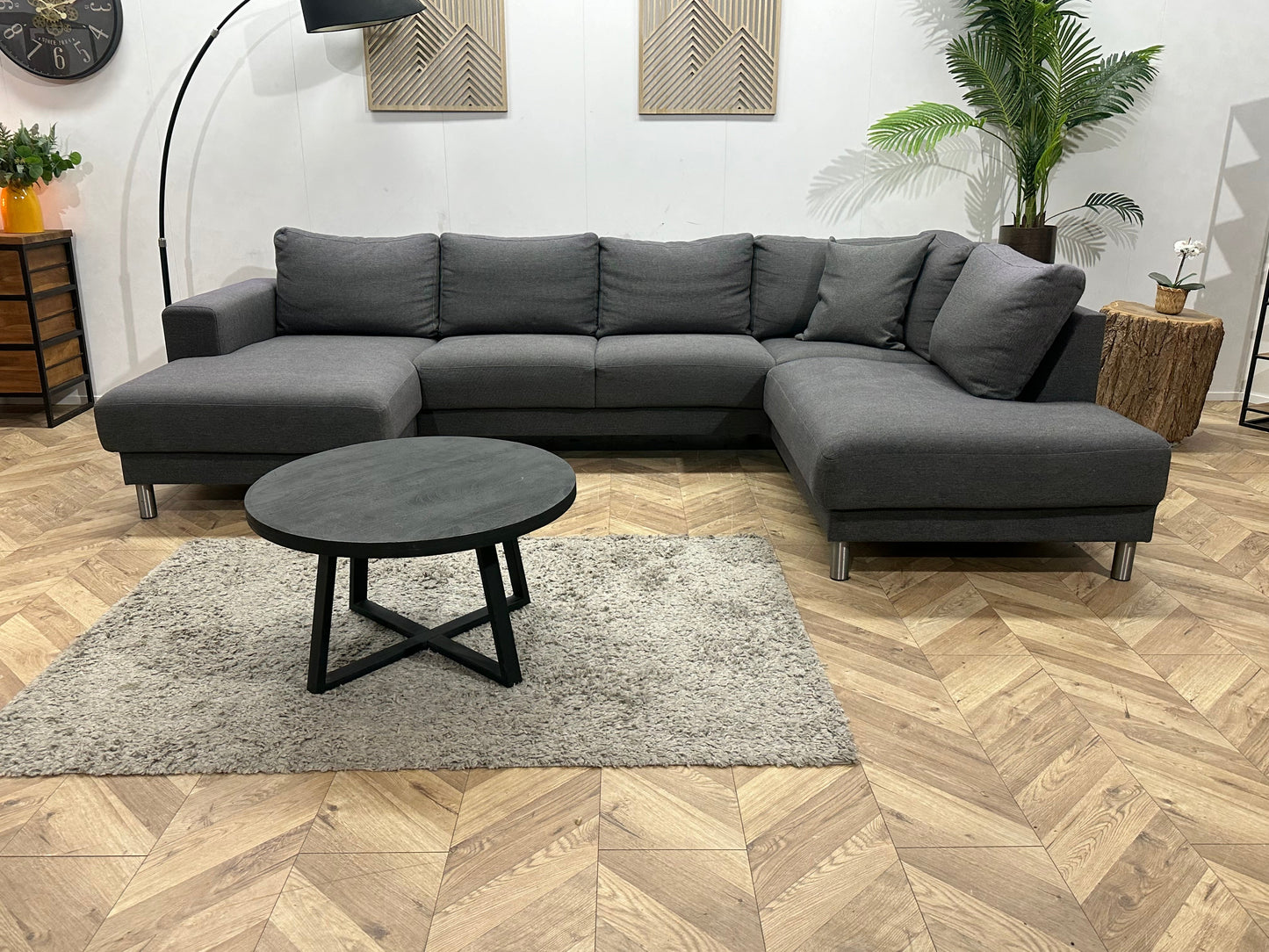 Antraciet U Zetel ~ Losse Rugkussens Met Afneembare Hoezen