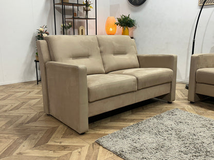 Beige Suede Stoffen/Lederen Zetels Set ~ Vaste Kussens