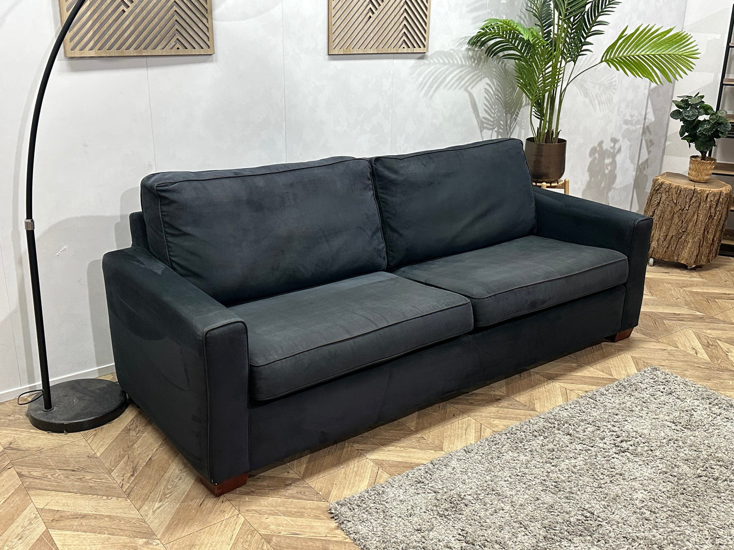 Zwarte Velvet 2.5-Zits Zetel ~ Losse Kussens Met Afneembare Hoezen