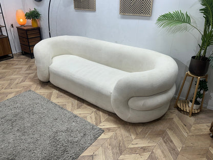 Witte Bouclé Stoffen 2.5-Zits Zetel ~ Vaste Kussens