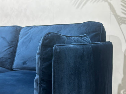 Blauwe Velvet Hoekzetel ~ Losse Kussens Met Afneembare Hoezen