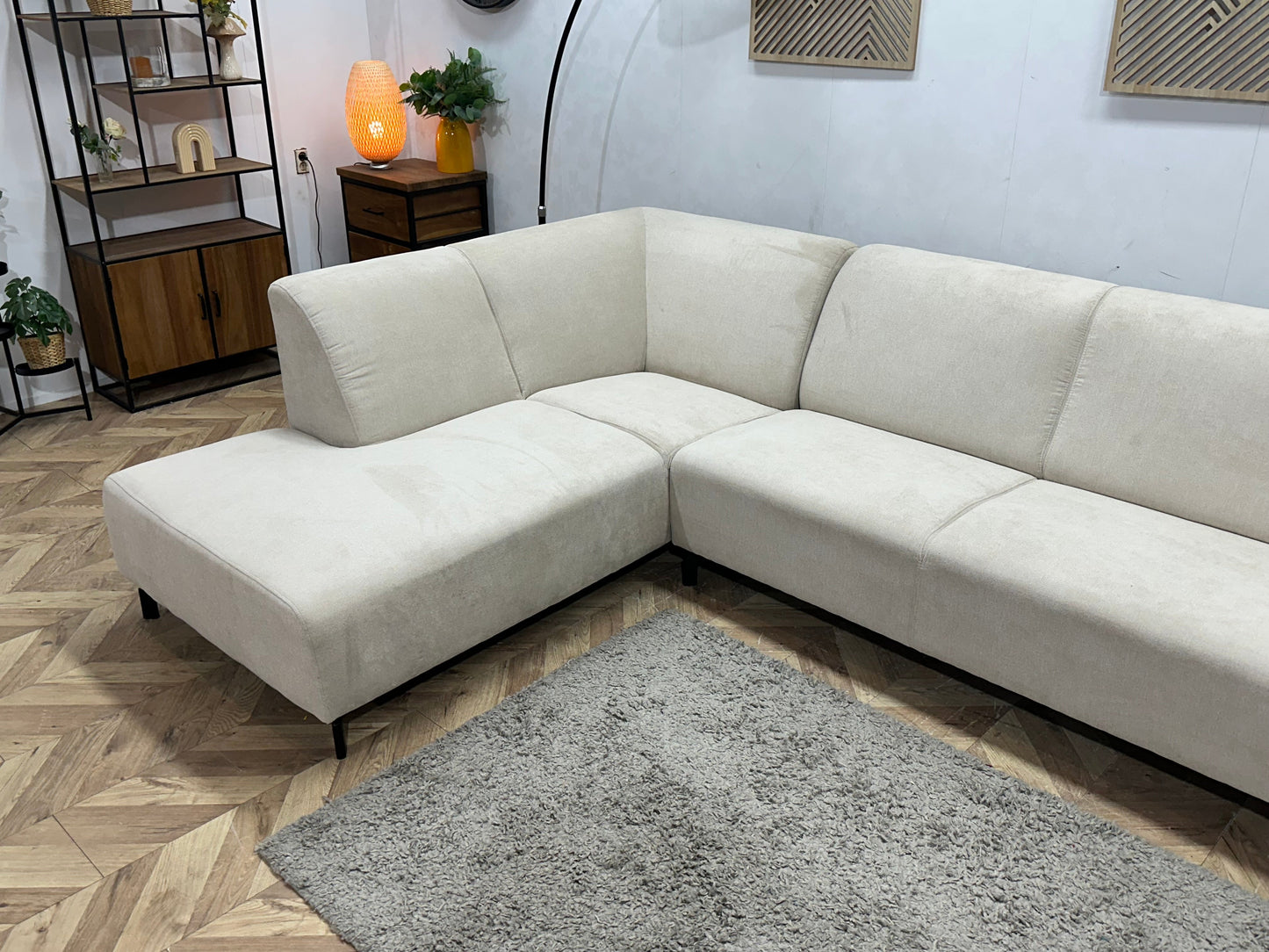 !Showroommodel! Crème Suède Stoffen Hoekzetel