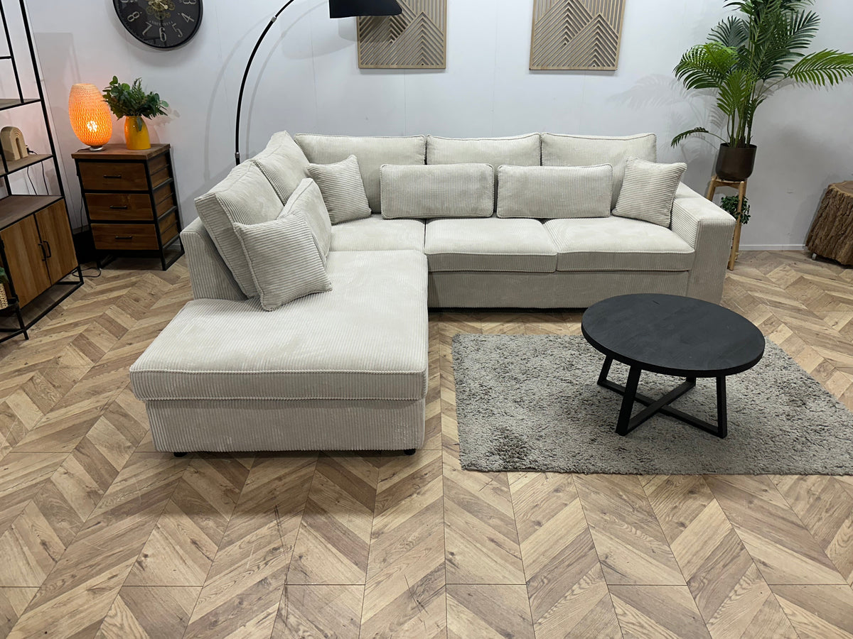 !Showroommodel! Witte Ribstof Hoekzetel