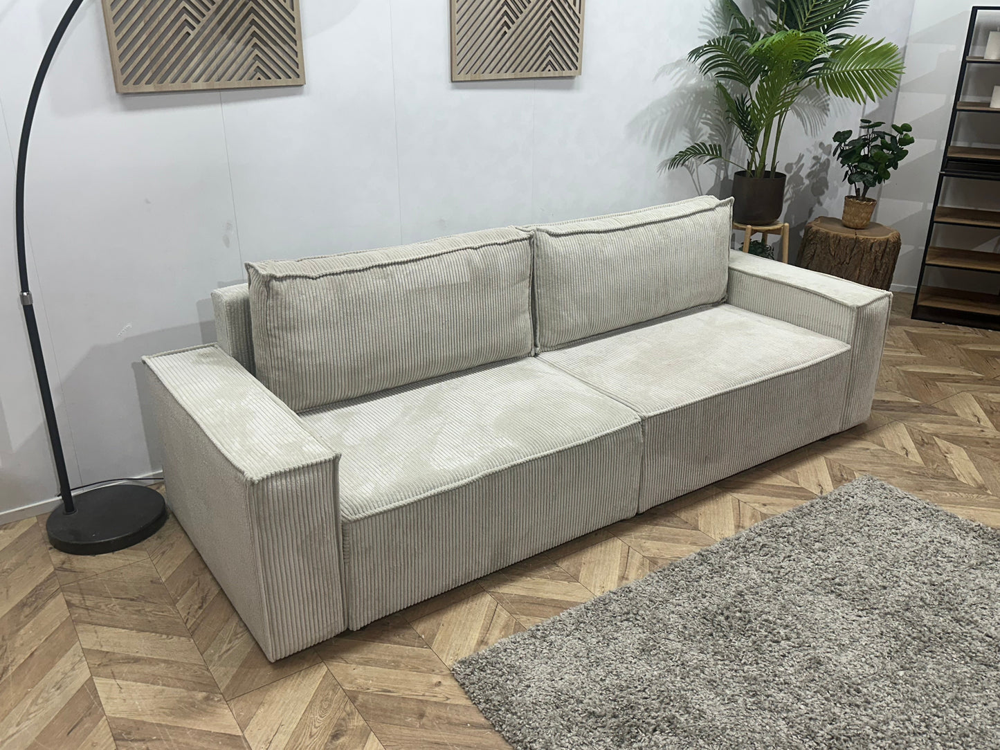 !Showroommodel! Witte Ribstof 4-Zits Zetel