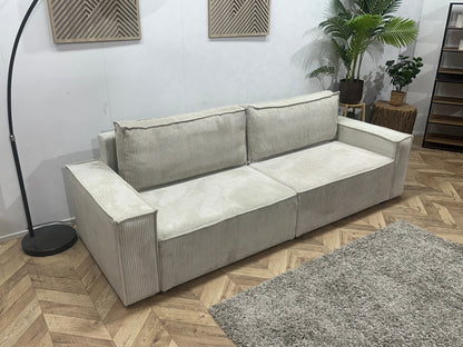 !Showroommodel! Witte Ribstof 4-Zits Zetel