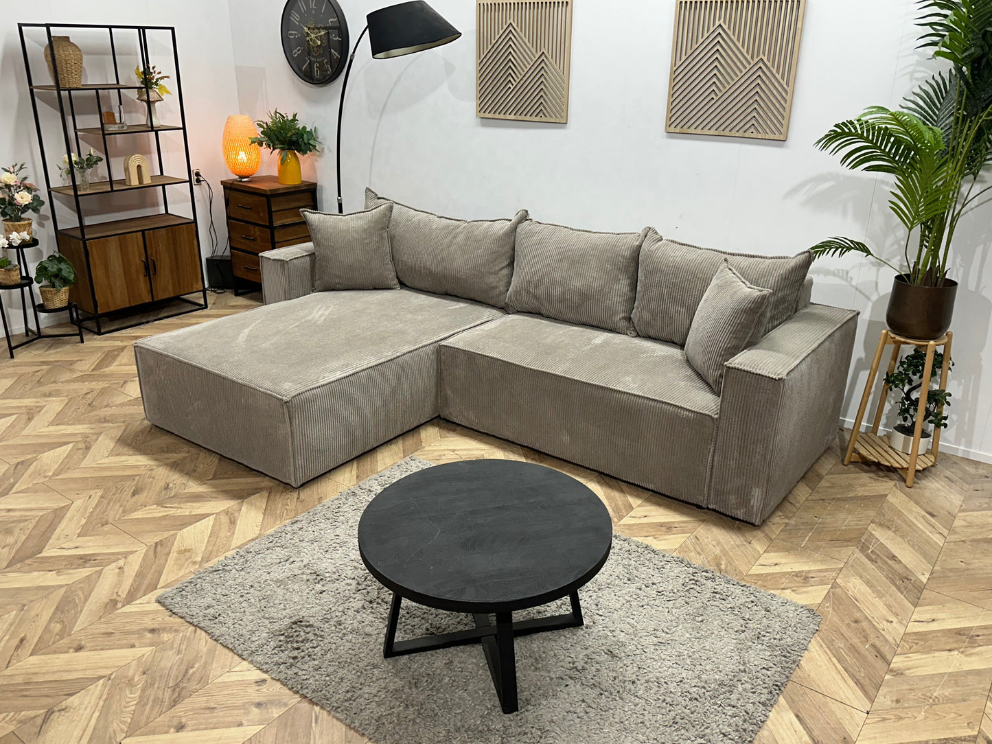 !Showroommodel! Licht Bruine Ribstof Hoekzetel