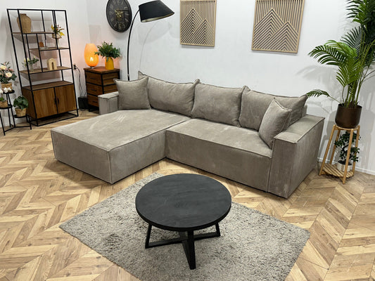 !Showroommodel! Licht Bruine Ribstof Hoekzetel