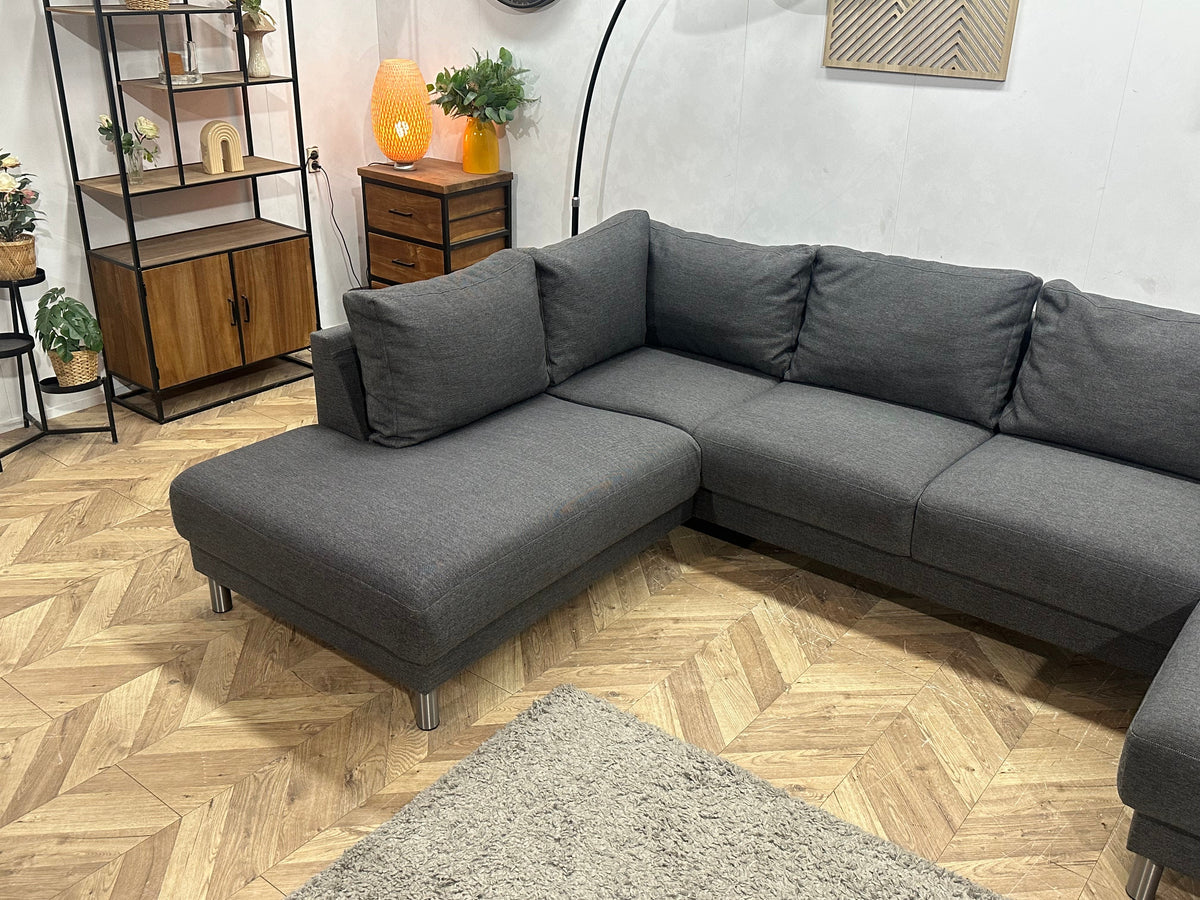 Antraciet U Zetel ~ Losse Rugkussens Met Afneembare Hoezen