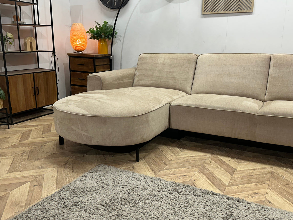 Crème/Beige Velvet U Zetel ~ Vaste Kussens