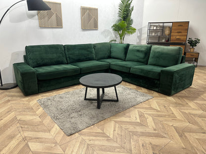 Groene Velvet Hoekzetel ~ Losse Kussens Met Afneembare Hoezen