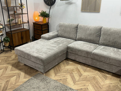 Grijze Velvet U Zetel ~ Losse Rugkussens Met Afneembare Hoezen
